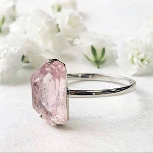 Pink tourmaline and white gold ring